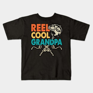 Reel Cool Grandpa Fishing Retro Vintage Kids T-Shirt